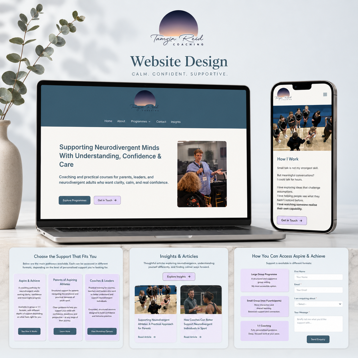 an example of a ND-friendly coaching website design